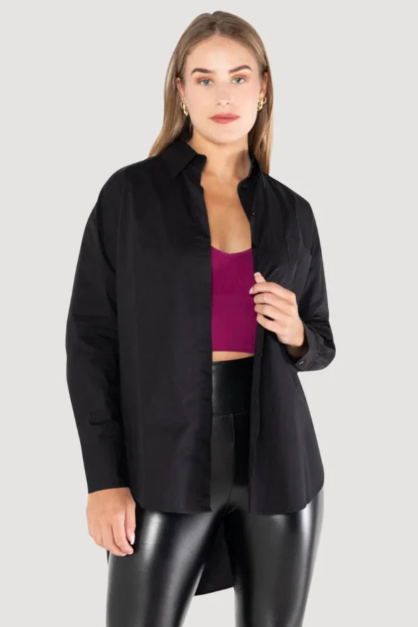 Cotton Polpin Shirt in the colour black