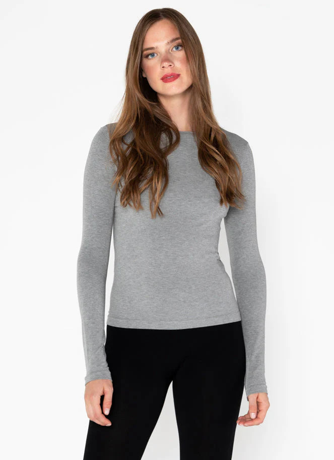Bamboo Basic Lon Sleeve Crew Neck - GREY