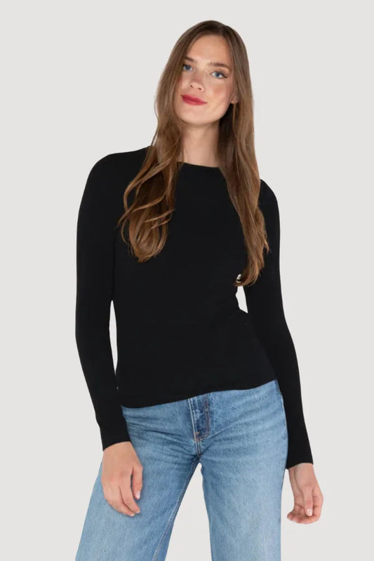 C'est Moi Bamboo Basic Long Sleeve Crew Neck in the colour black