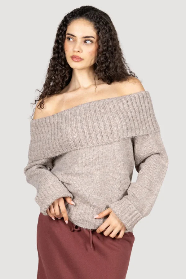 Thick oversized C'est Moi Off Shoulder Sweater