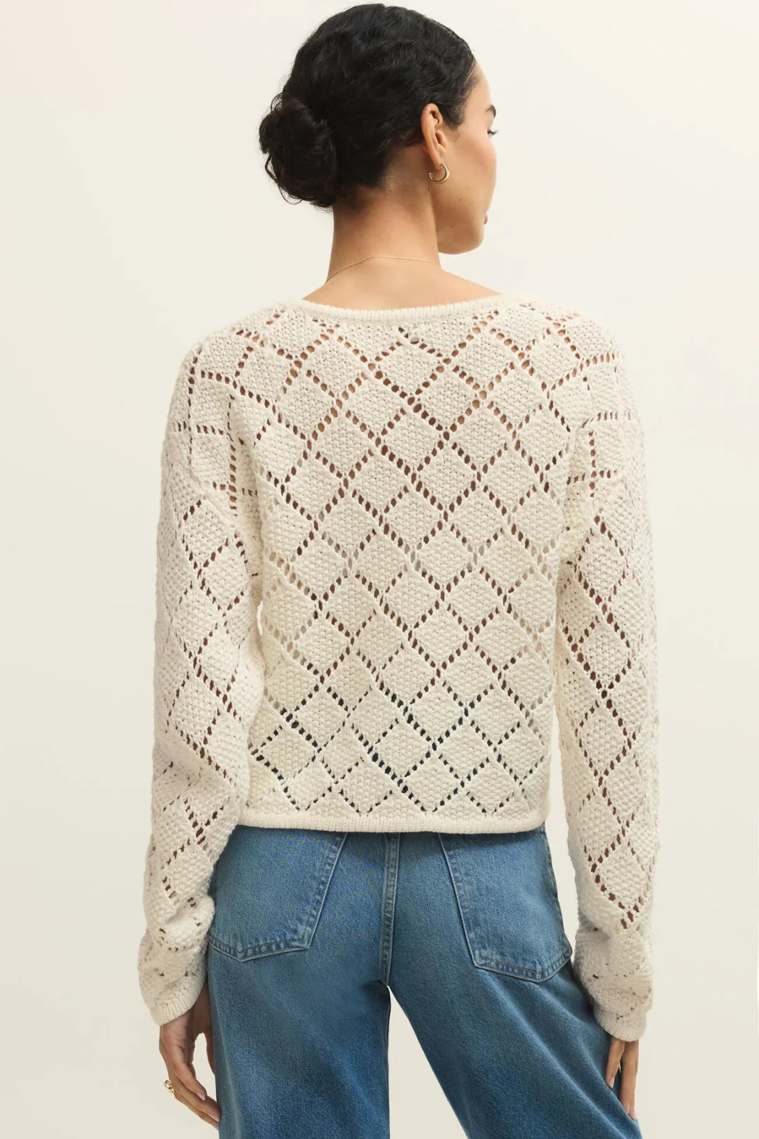 Z Supply Hullen Crochet Sweater- Cloud