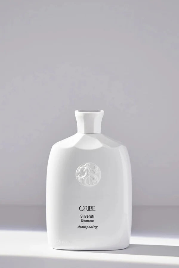 A standard 250 ml bottle of Oribe Silverati Shampoo