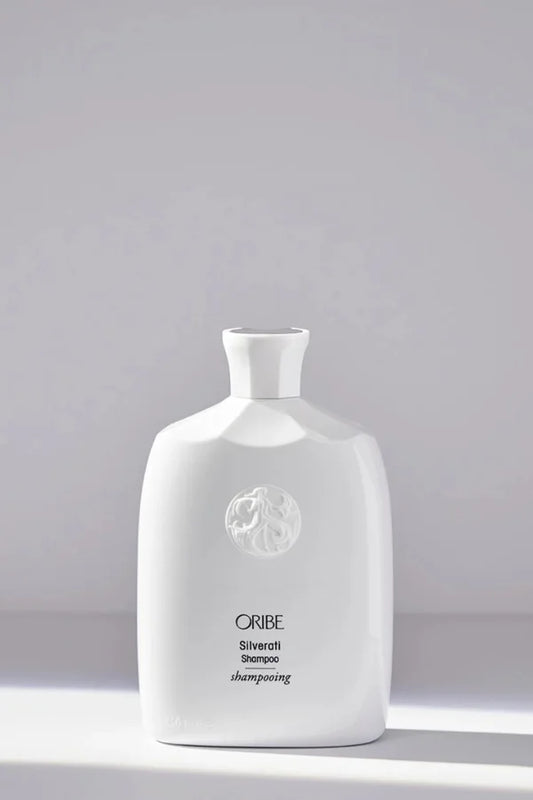 A standard 250 ml bottle of Oribe Silverati Shampoo