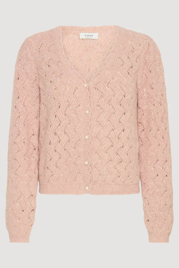A close up of b.young Cardigan in a soft pink colour
