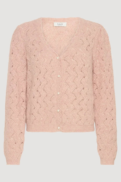 A close up of b.young Cardigan in a soft pink colour